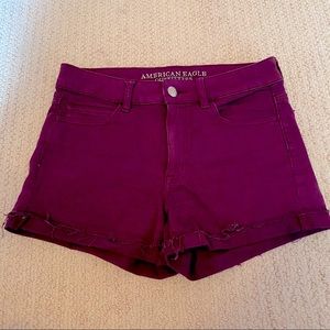 American Eagle high waist burgundy shorts